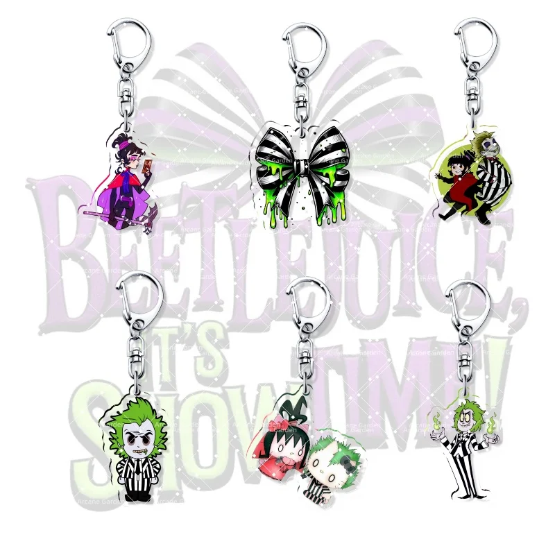 

Beetlejuice Character Acrylic Keyring Triped Suit Keychain Movie Fan Gift Collectible Classic Charms Pendant Friends Gift Bag