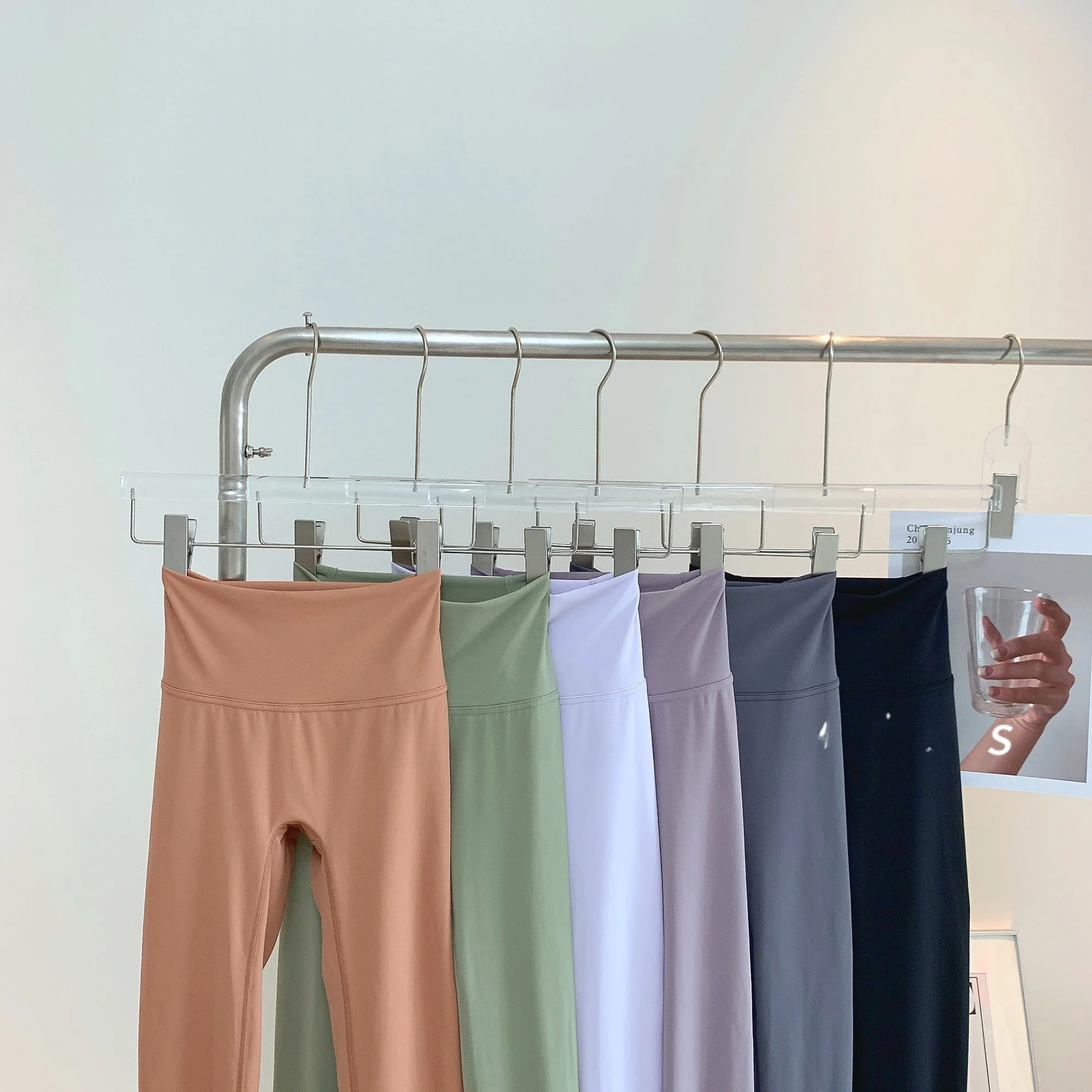 

High Waist Yoga Pants Mirror Letter Logo Double Sided Floing Sl Nude Feeling Nine Points without Embarrassing Line