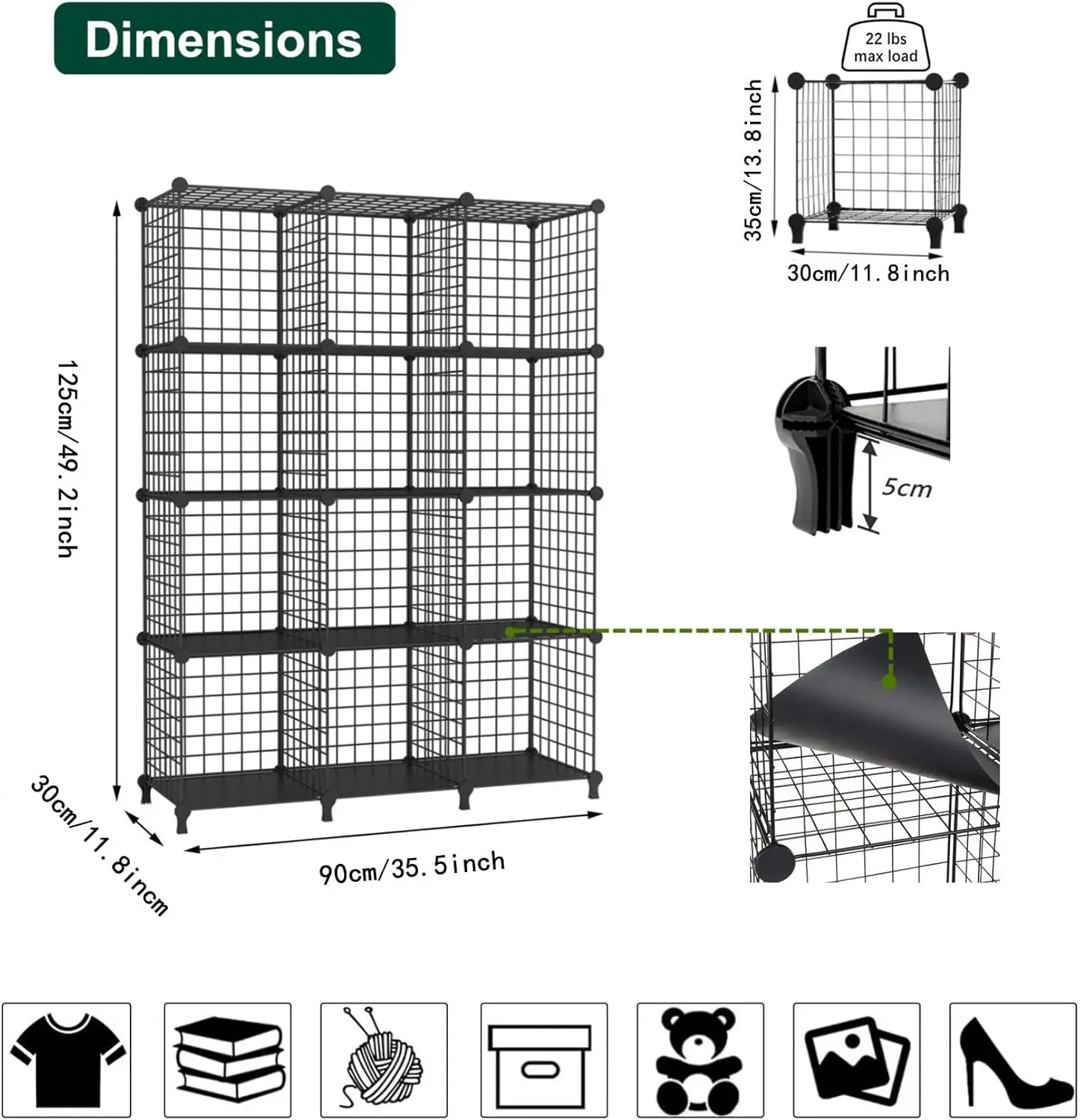 منظم وحدات 12 مكعب | رف سلكي موفر للمساحة لأي غرفة #3