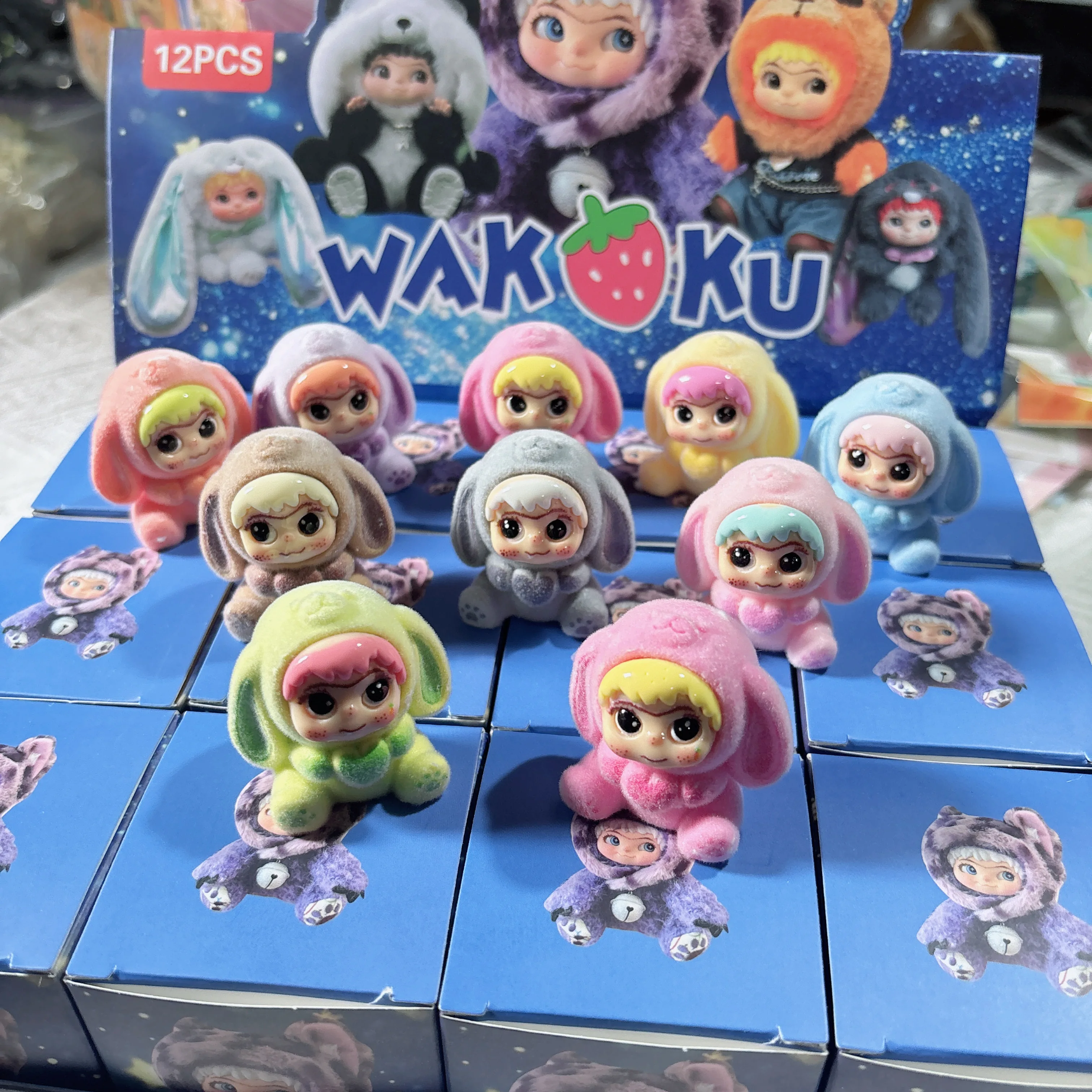 

10pcs Anime Flocked Dora Diy Decorative Pendant Blind Box Desktop Car Ornaments Keychain Pendant Christmas Birthday Gift