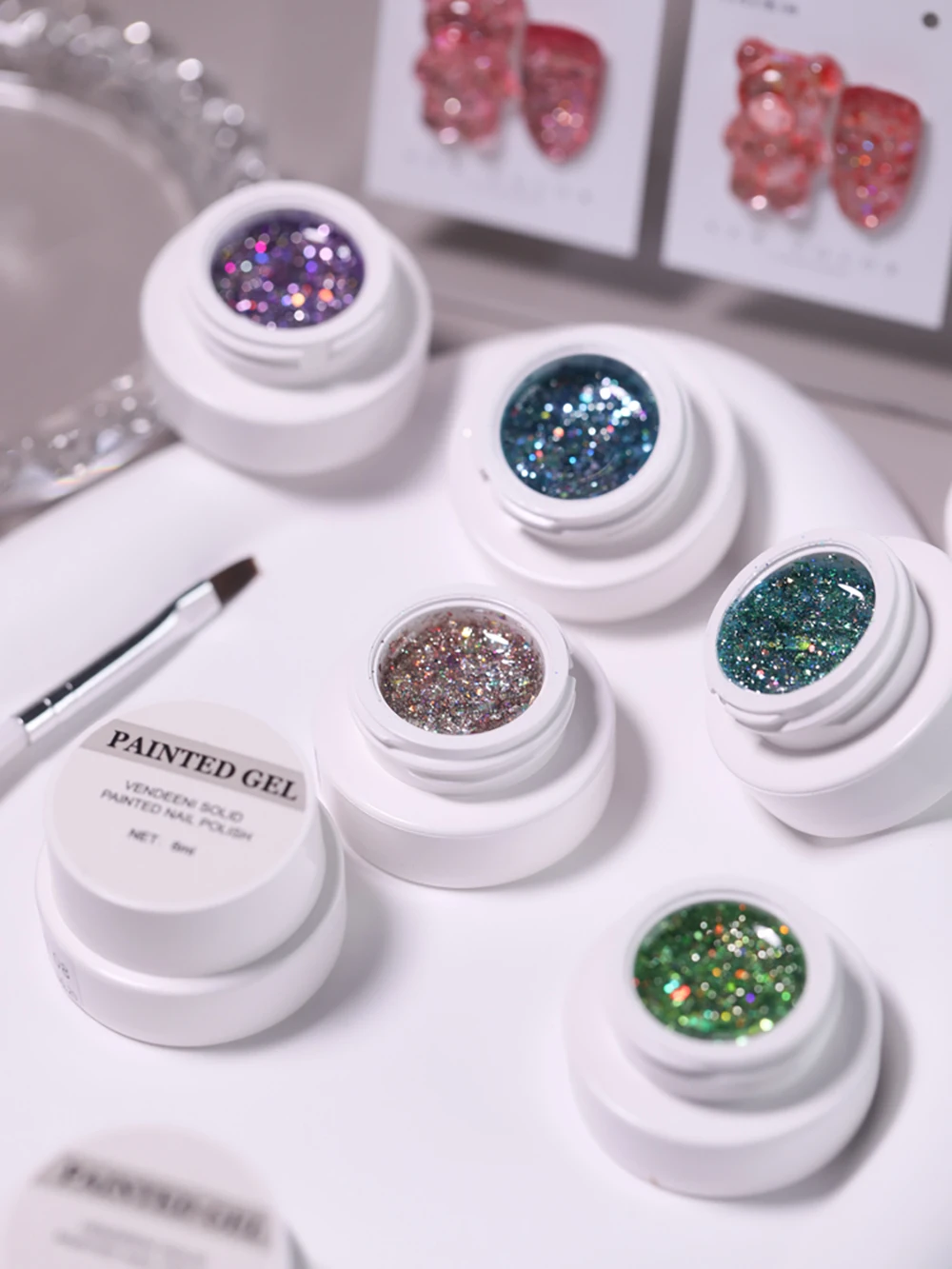 Vendeeni 9 Farben/Set Funkelnder Pailletten-Gel-Nagellack UV LED Soak-Off Gel-Lack Glänzender Sternenhimmel-Gel-Lack für Nagelkunst – Detail 9