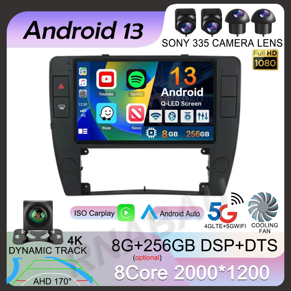 

Автомагнитола на Android 13 для Volkswagen Passat B5 2000-2005 мультимедийный видеоплеер GPS стерео DSP Carplay No 2din DVD