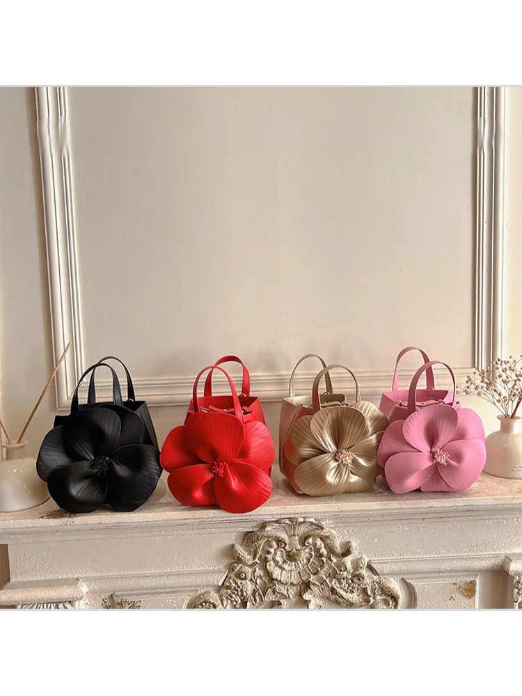 Chinese Style Romantic Creative Women Bag Exquisite Camellia Elegant Banquet Gentle Simple Fashion Mini Hand Held Bucket Bag
