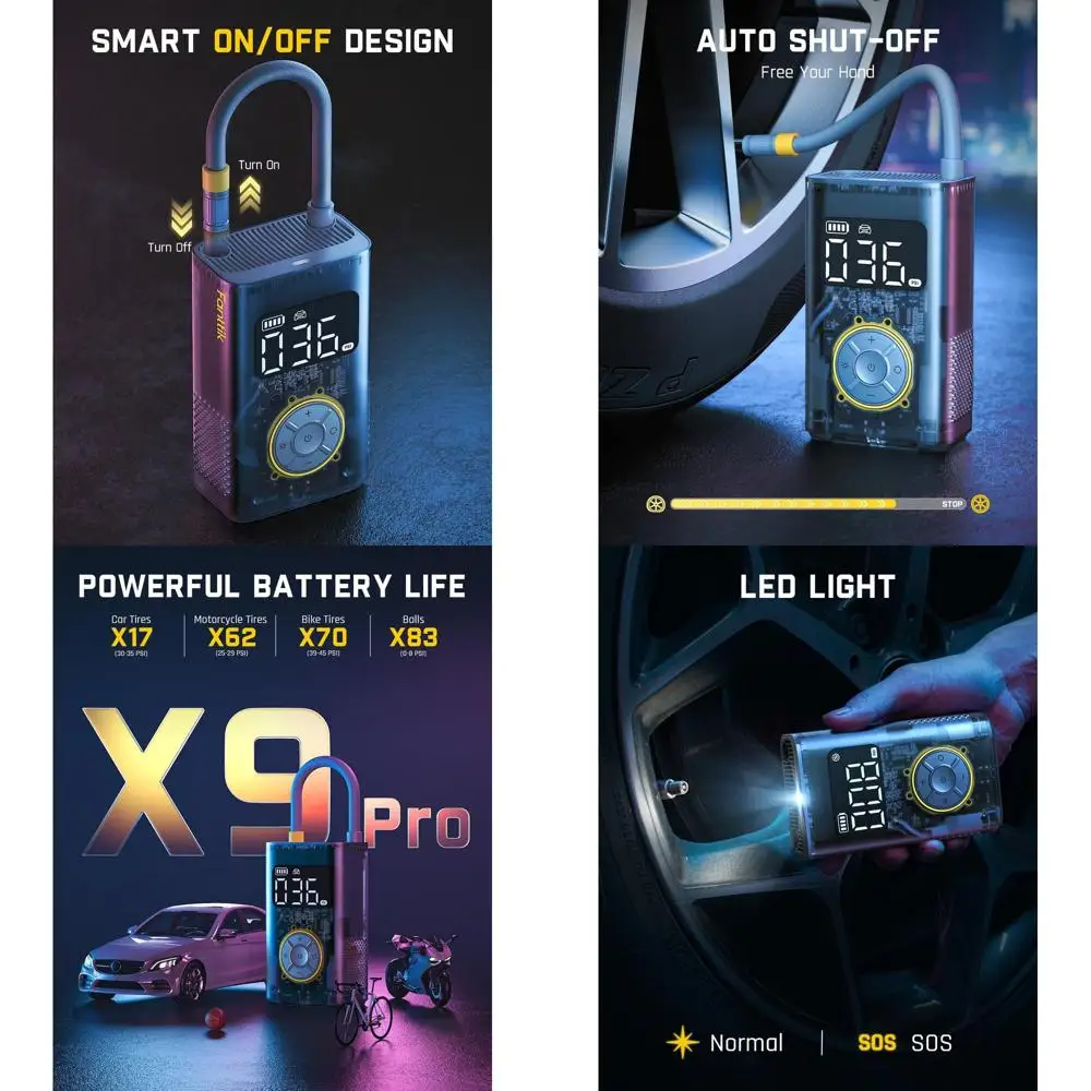 

Compact Car & Electric Bike Digital Tire Inflator, 150PSI Jet-Inflate Pump with Pressure Gauge, Mechanical Gray