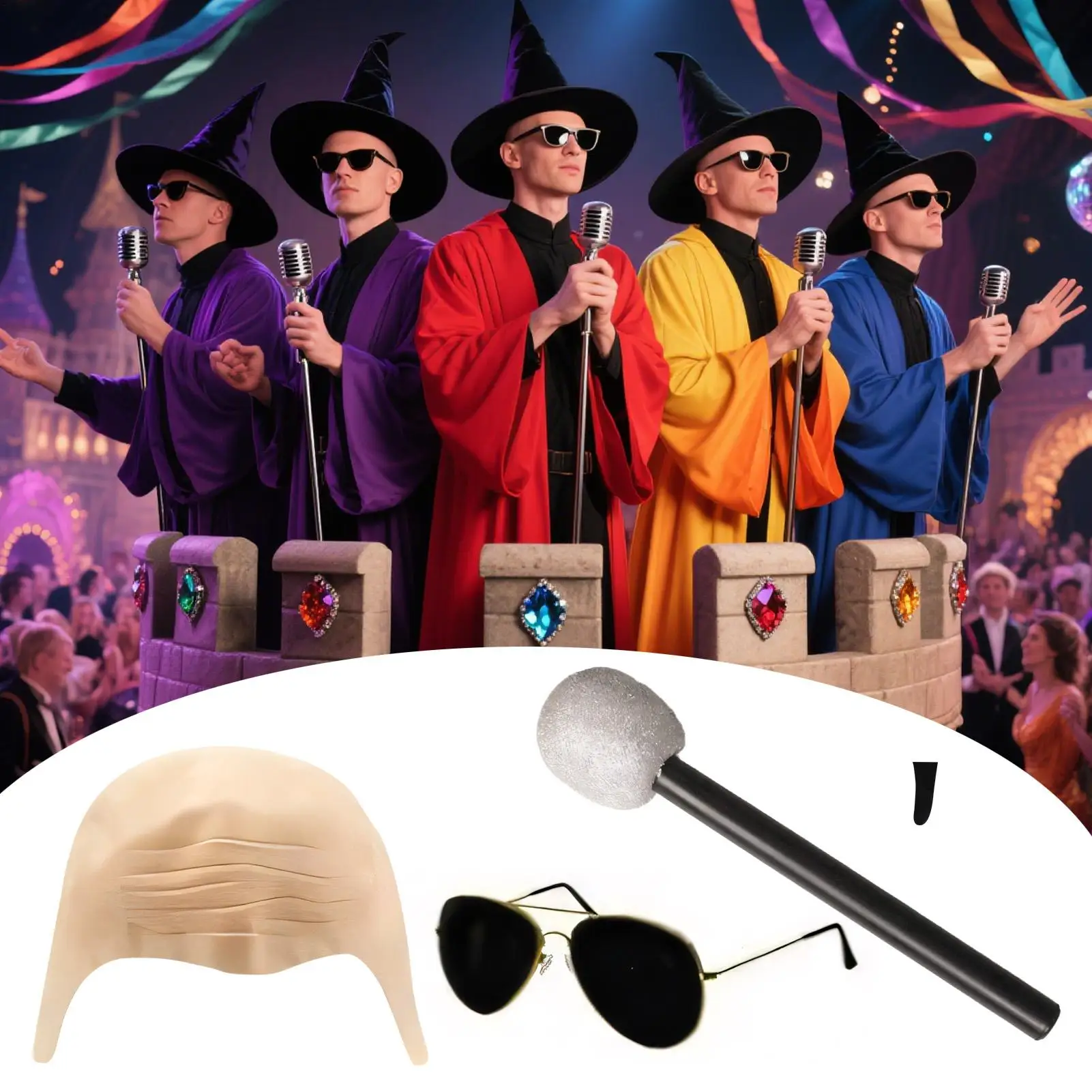 

Bald Cap Bald Caps with Glasses Fancy Toys Cosplay Funny Headwear for Ladies Cosplay Performance Theater Party Halloween Stage