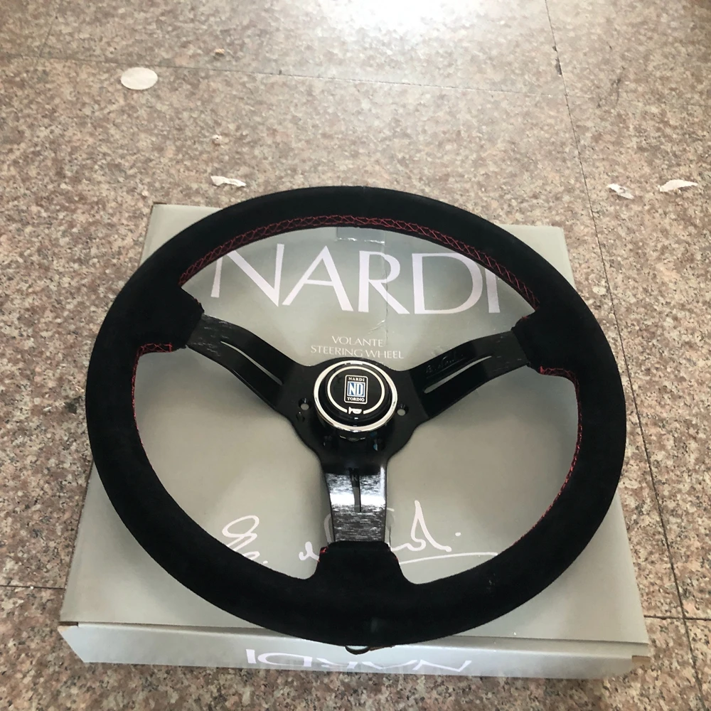 14Inch Drift Universal Nardi Racing Steering Wheel Car Suede Leather JDM Steering Wheel Volantes For VW HONDA TOYOTA BMW Nissan