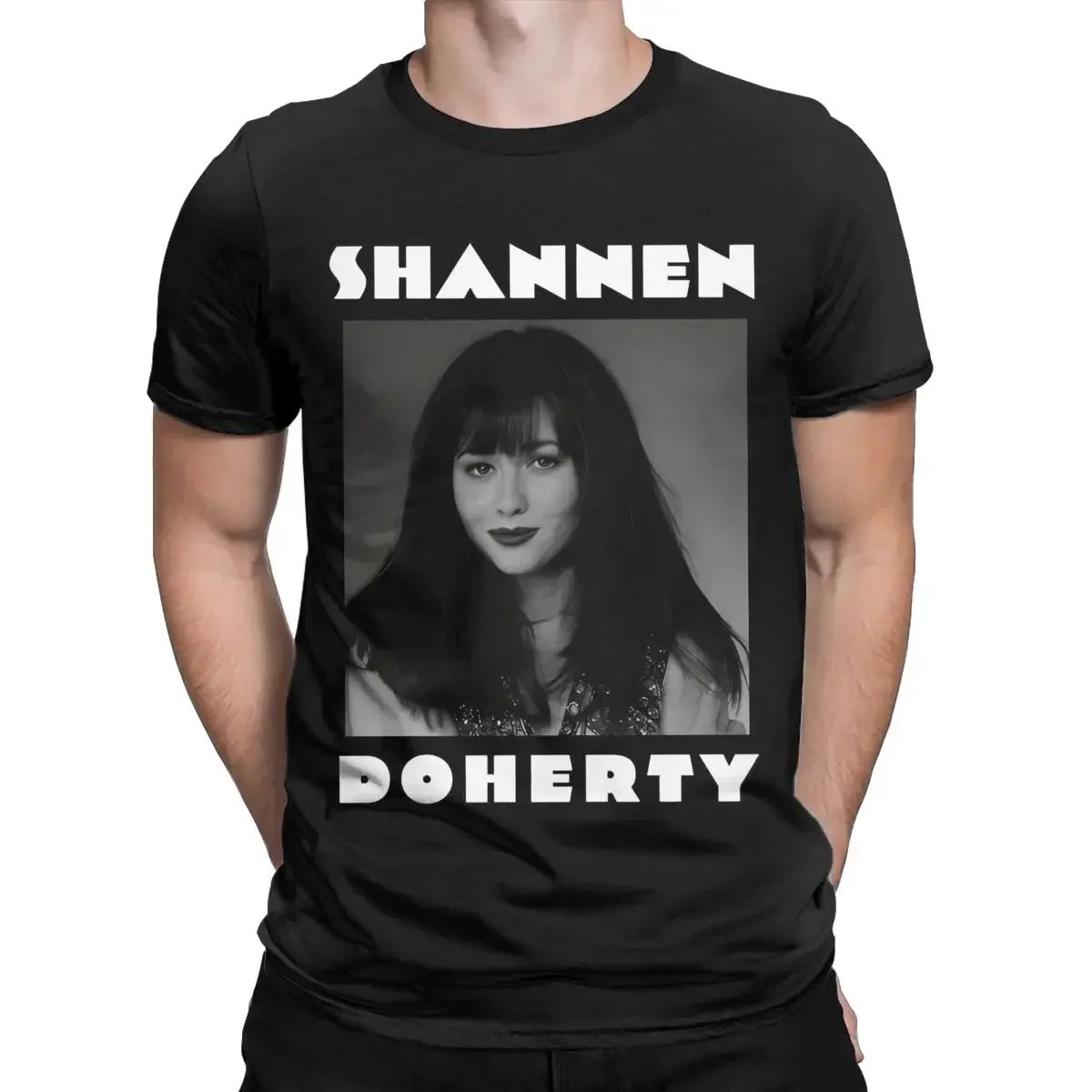 Casual Vintage Shannen Doherty Actress T-Shirts Men Women Pure Cotton Beverly Hills Tees Shirt Summer Clothing