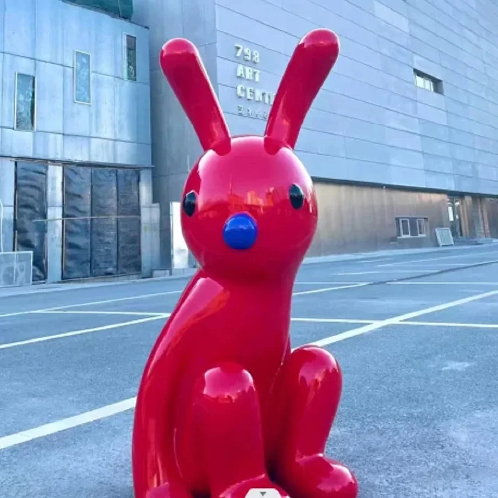 Factory Custom Figure Resin Sculpture Fiberglass Cartoon Rabbit Statue for Outdoor Decoration