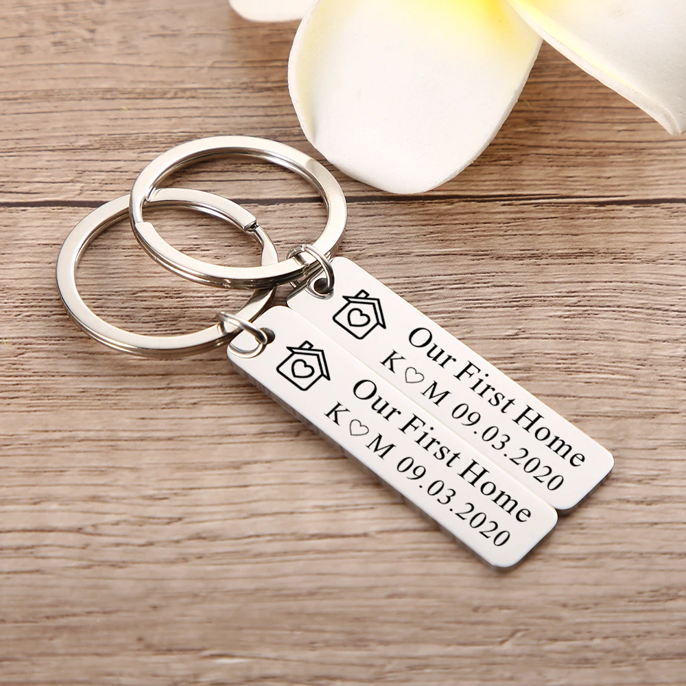 

2pc Personalized Home Keychain,Fashion Stainless Steel Key Chain,New Home Key Chain,Housewarming Gift,Boyfriend Girlfriend Gift