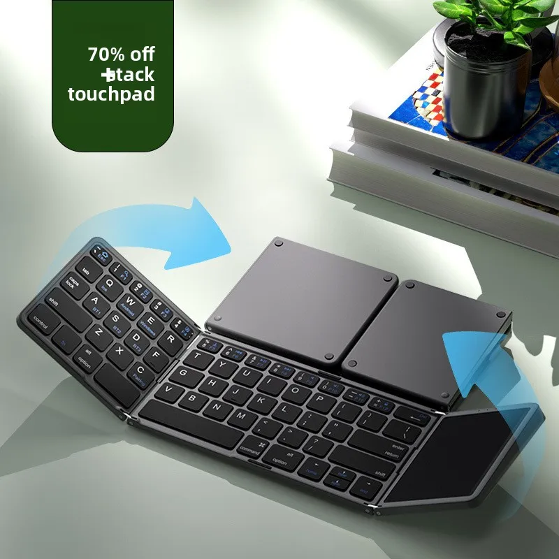 

New Triple Folding Bluetooth Keyboard with Touchpad Long Life Wireless Portable Tablet Multi-System Compatible