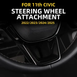 For Honda 2022 2023 2024 2025 11th Civic Sedan Hatchback Type R Sedan Hybrid Steering wheel decorative sticker ABS black