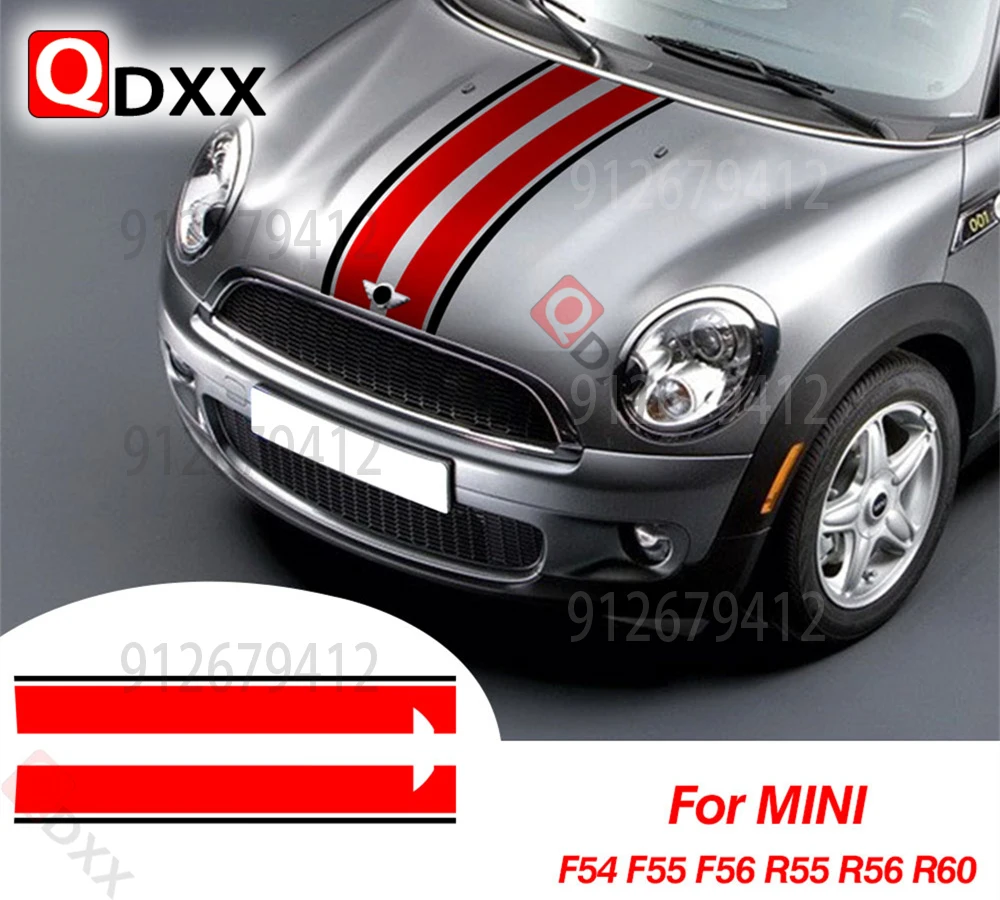 

Car Hood Engine Cover Vinyl Decal Bonnet Stripe Stickers For MINI Cooper F55 F56 R56 Countryman R60 Clubman F54 R55 Accessories