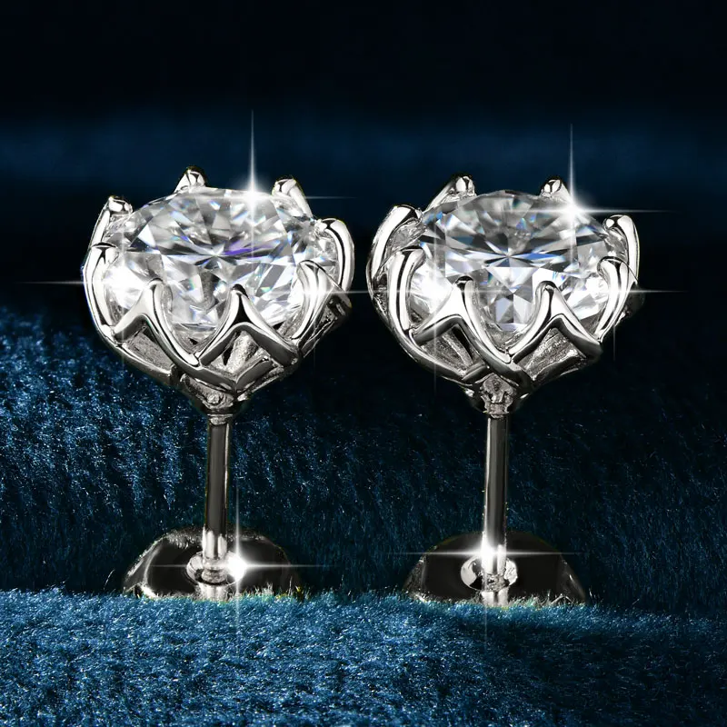 Rrjzz D-Farbe VVS1 Moissanit Zertifizierte Ohrstecker für Damen und Herren 0,1-2CT Rundschliff 3-8mm Einzelstein Laborgezüchtete Diamant-Ohrringe – Detail 7