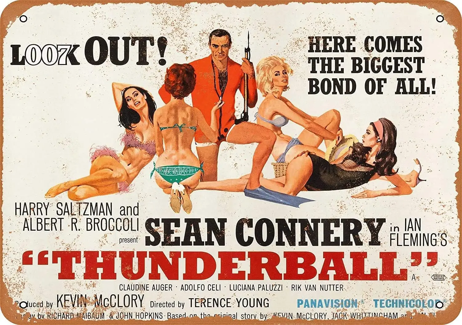 1965 Bond Thunderball Retro Metal Tin Sign - Vintage Art Poster Plaque