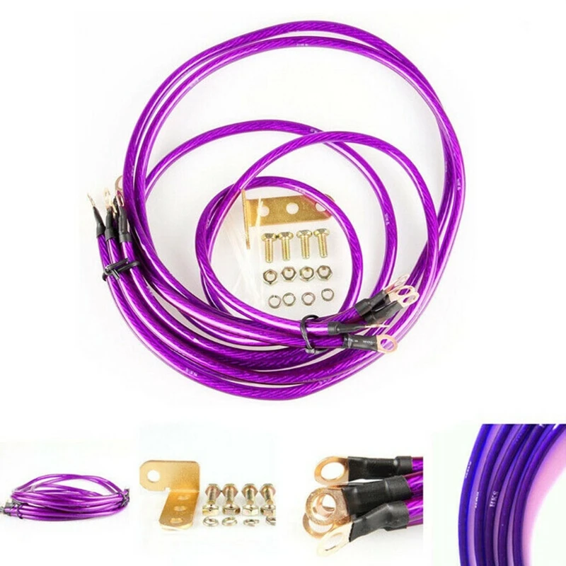 

U90C 5x Universal 5 Point Automotive Earth Wire Ground Cable Car Engine Refitting Earthing Grounding Kit Regulated Rectifier