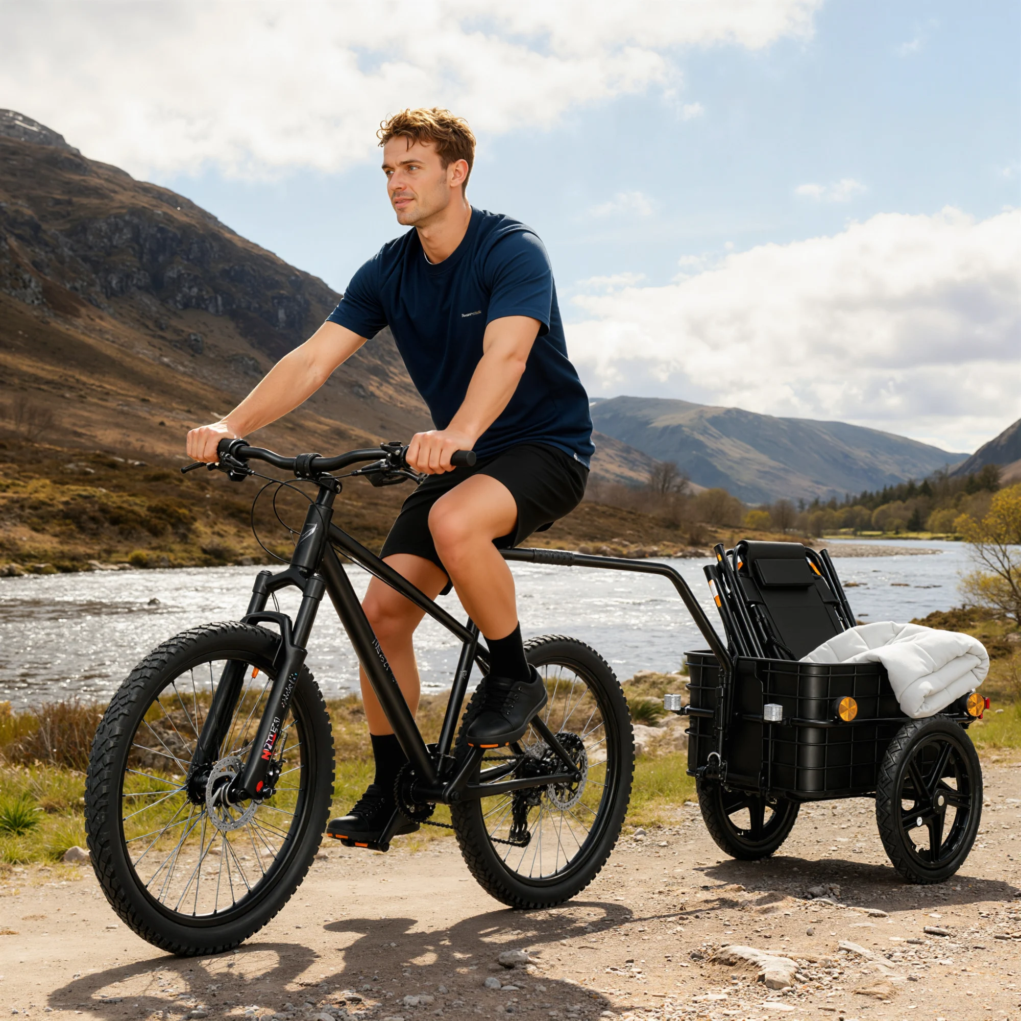 HOMCOM Fietskar 40 kg Oxford-doek afdekking met reflectoren en stalen frame 144x59x80 cm Rood en Zwart