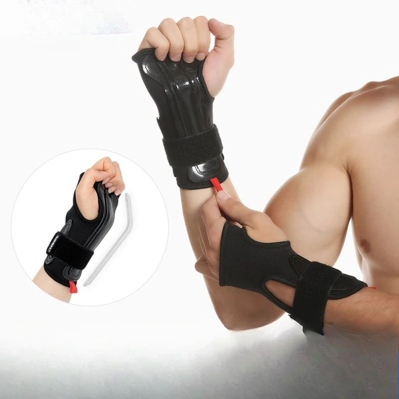 

AOLIKES Wristband Palm Protector Steel Plate Support Adjustable Compression Anti Slip Wristband Suitable Ski Skating Injury