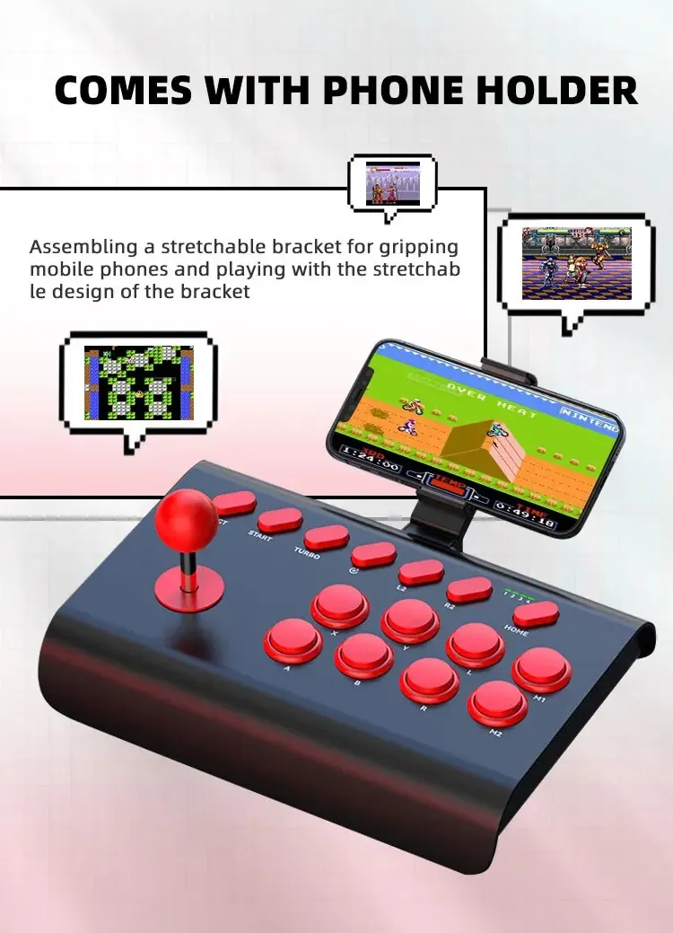 Gamepad sem fio portátil para PC, Joystick USB, Arcade Retro, Controle de Jogo, Android, iOS, Celular, Rua, PS4, PS3