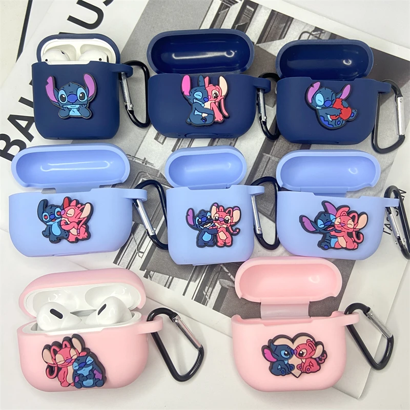 Disney-Étui de protection pour écouteurs pour Apple AirPods, Couple Stitch, Angel, 1, 2, 3, Generation Airpods Pro, Pro2, Bluetooth, Sauna Phone Case