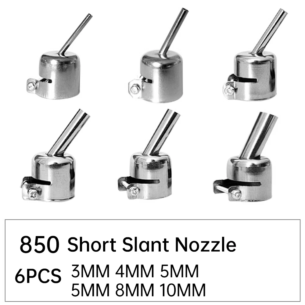 4pcs Long Bent Curved Heat Gun Nozzles for 850 Hot Air Soldering Rework Station 6pcs Air Stations Gun Nozzles Soldering Tool