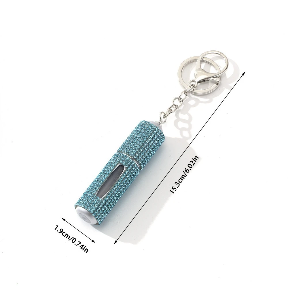 ประณีตด้านล่างพวงกุญแจรีฟิลขวด 5ml คริสตัล Key Ring Atomizer Rhinestone มินิคอนเทนเนอร์เครื่องสําอางสําหรับเดินทาง