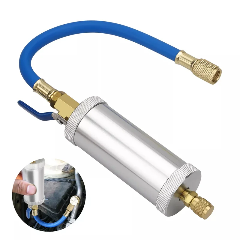 

R12 R134A R22 Air Conditioning Car Oil Injection Dye Injection Tool 2 Ounce 1/4" Pure Liquid Oil Coolant Filler Tube