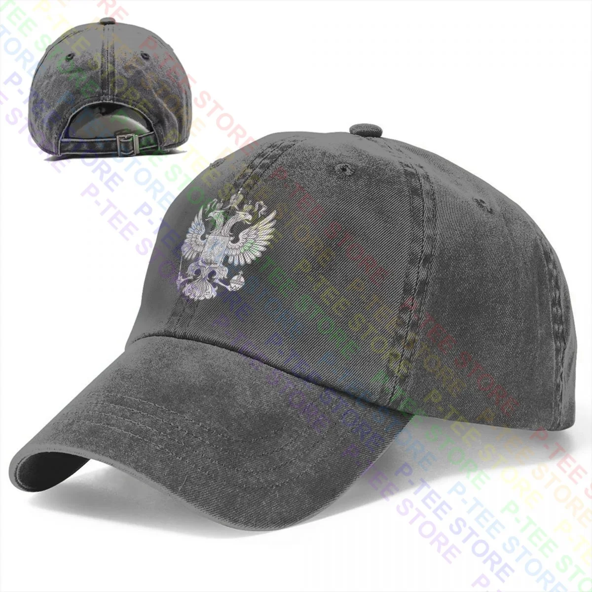 Russian National Emblem Two-Headed Double Eagle Made In Russia Washed Denim Baseball Cap Trucker Hats Hip Hop