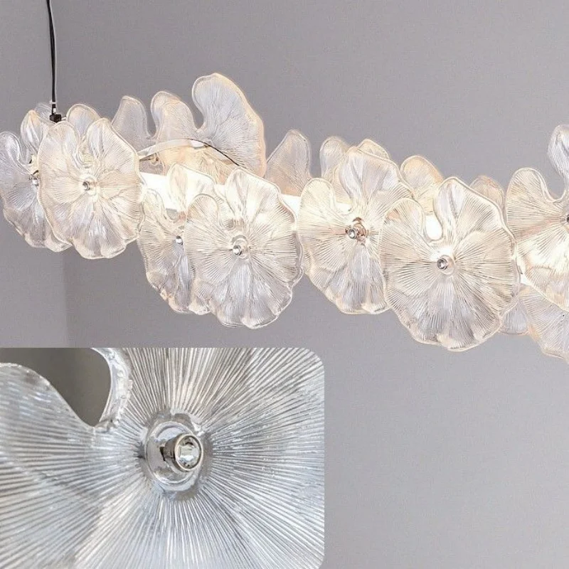 ضوء معلق للمطاعم، طاولة بار فاخرة حديثة، تركيبات إضاءة مبتكرة بخط واحد طويل على شكل زهرة #6