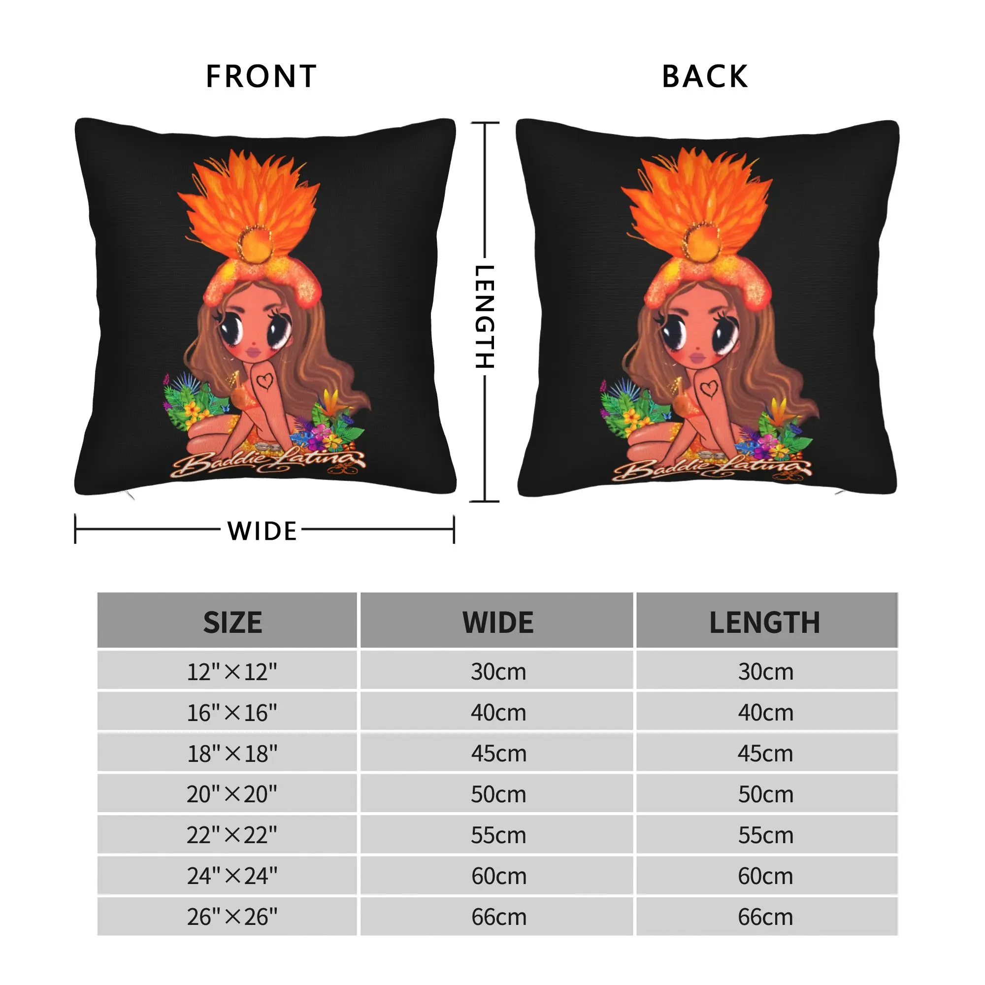 Karol G Chibi Girl Orange Samba Feather Headdress Tropical Flowers Pillow Cover Pillow Case For Wedding Party Pillowcases Gift