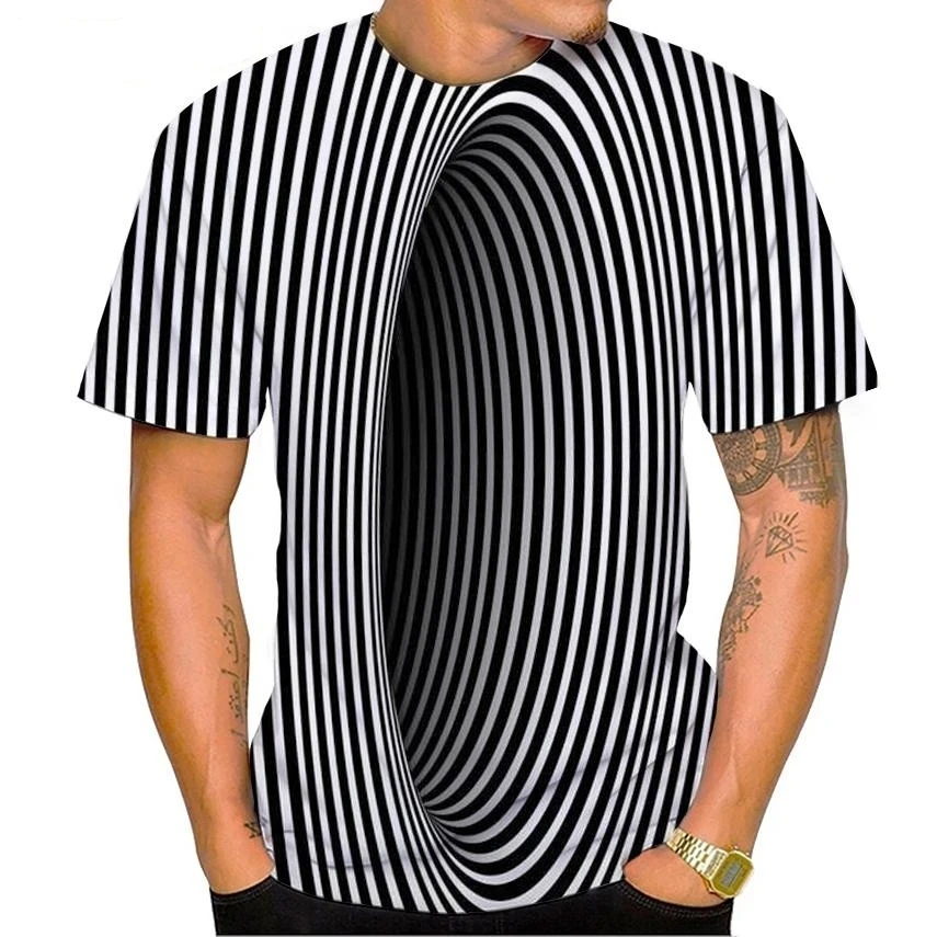 Nova moda vertigo impressão 3d masculina casual hip-hop legal camiseta vertigo hipnótico unisxe engraçado camiseta de manga curta masculino/feminino topo