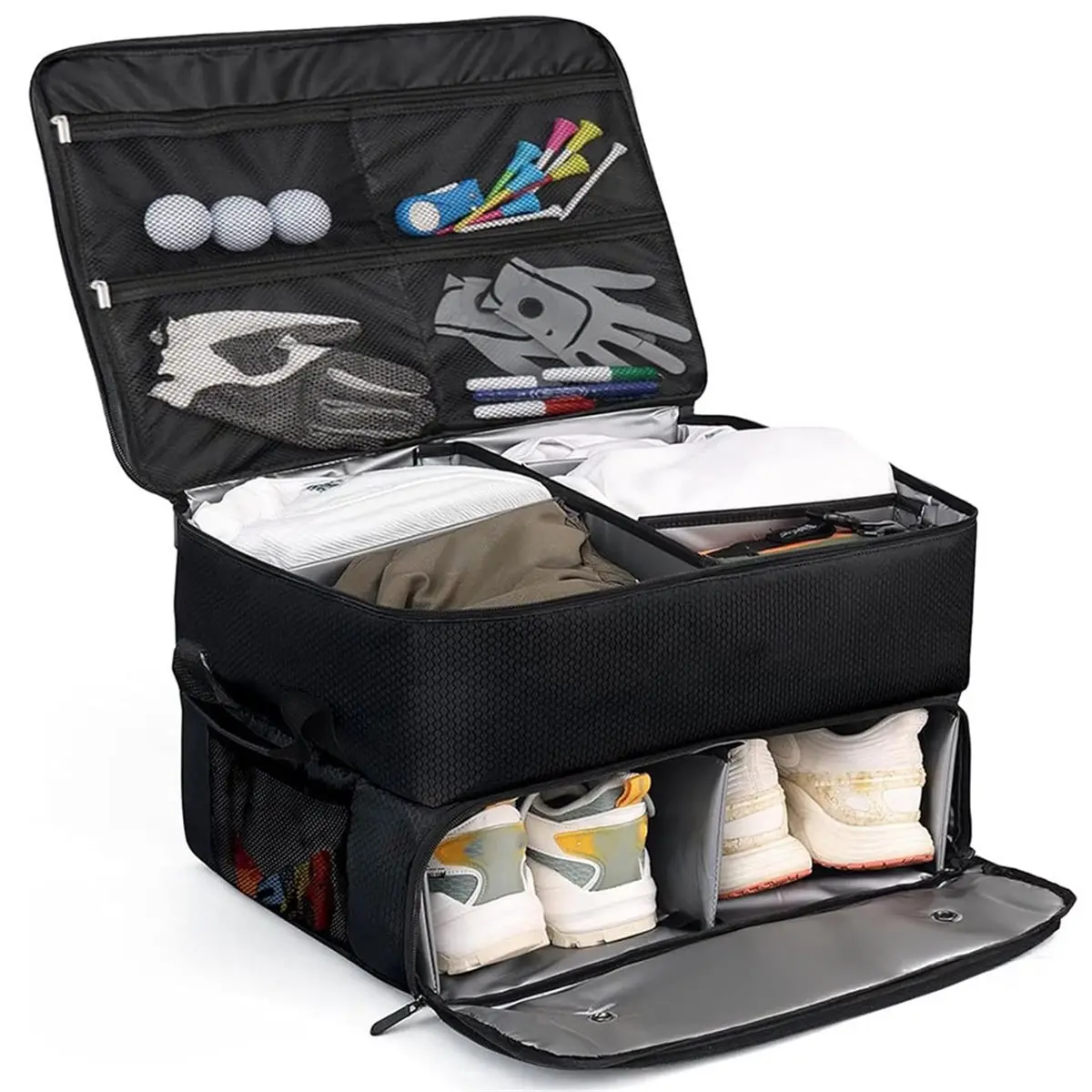 (AD12) Golf Trunk Organizer with Separate Ventilated Compartment , Waterproof Golf Locker Bag Golf Accessories