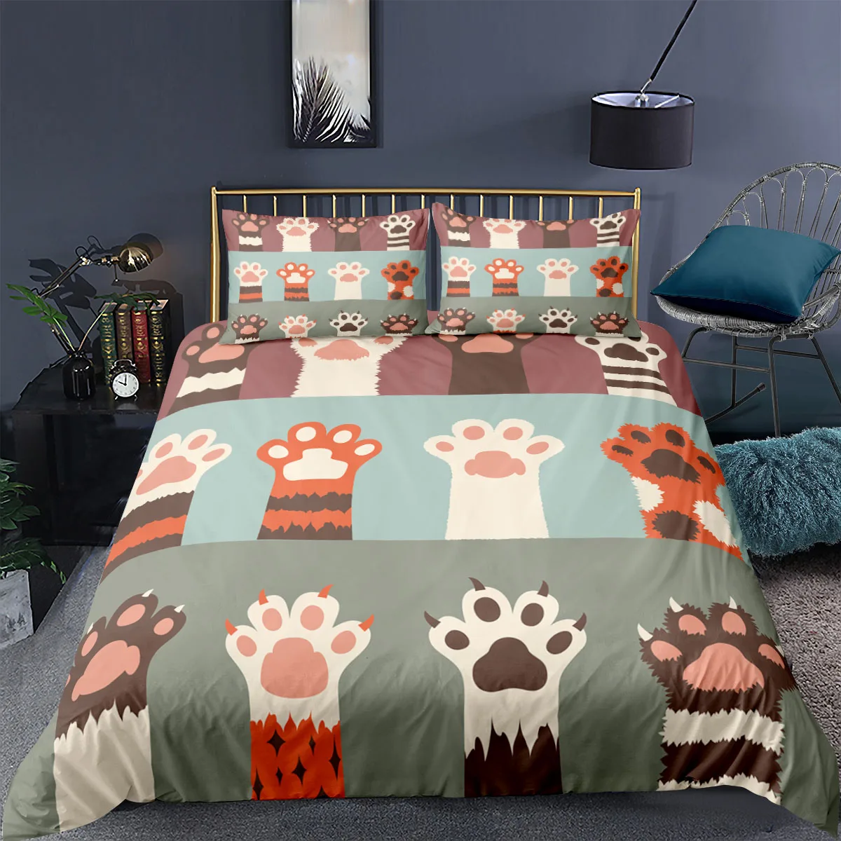 Imagem -04 - Cute Black Cat 3d Conjuntos Consolador Cama Casal Colcha Cover Conjunto Edredeiras Cobre Capa de Edredão 220x240 Cama 160x200 Conjunto Duplo 150