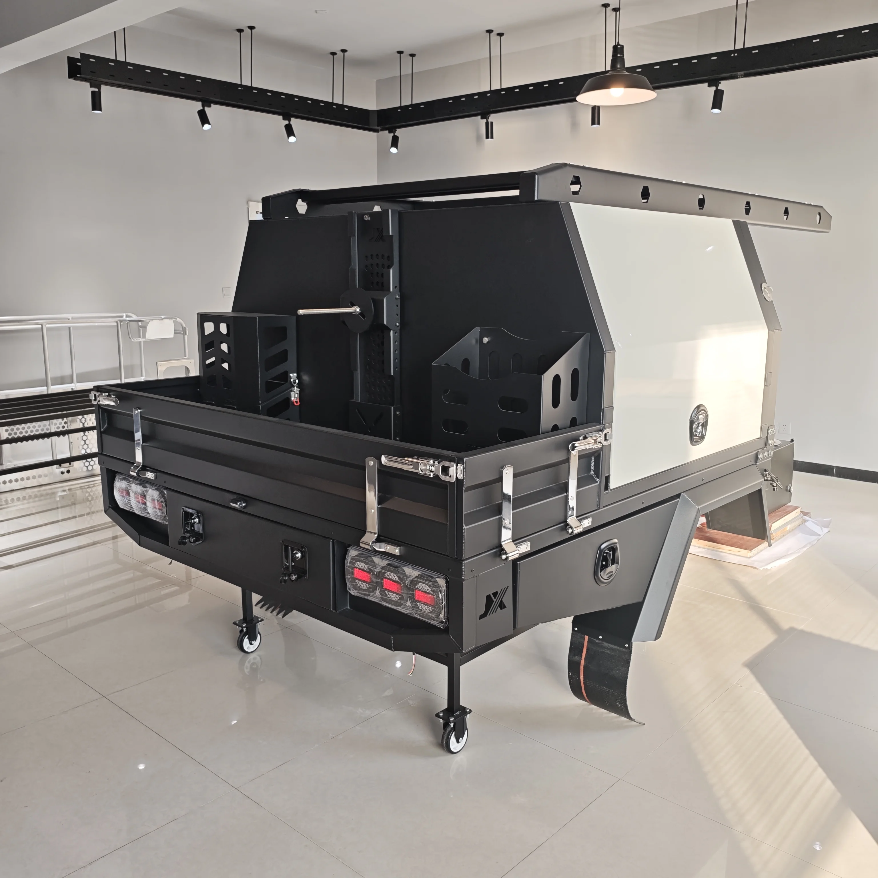 Custom Aluminum Ute Tray with Canopy, Side Tool Drawers & Rear Storage, for Dual Cab Pickup
