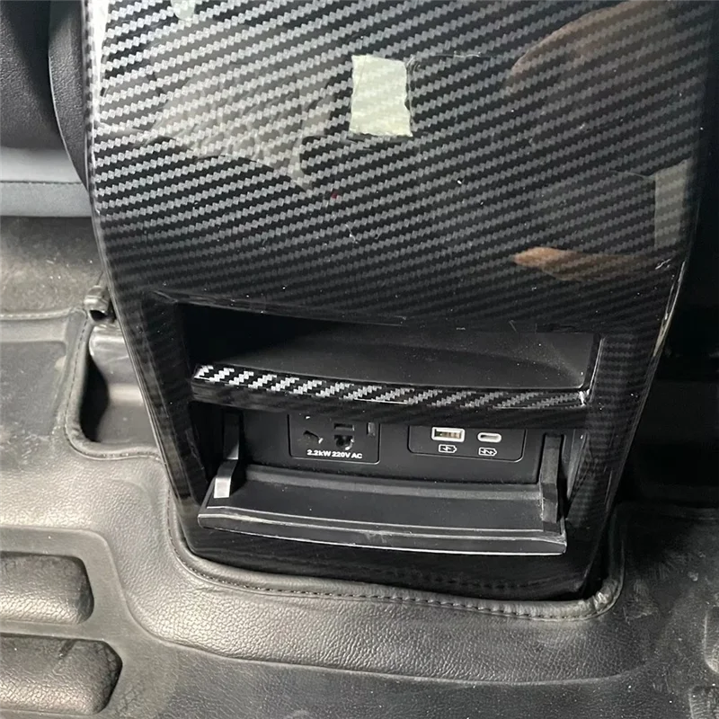

A96E-Car Rear Air Outlet Vent Panel Cover Trim Decor Protective Carbon Fiber Look For BYD TANG