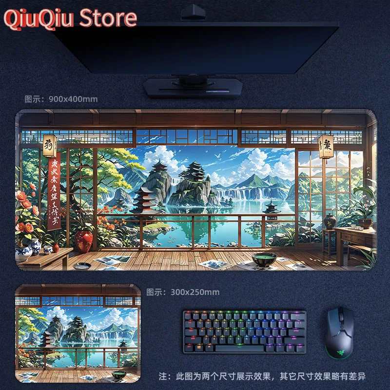 Fensteransicht Mauspad Computer Büro Tastatur Pads Rutschfeste Gummi Spielmatte Kreative Landschaft Desktop Teppich