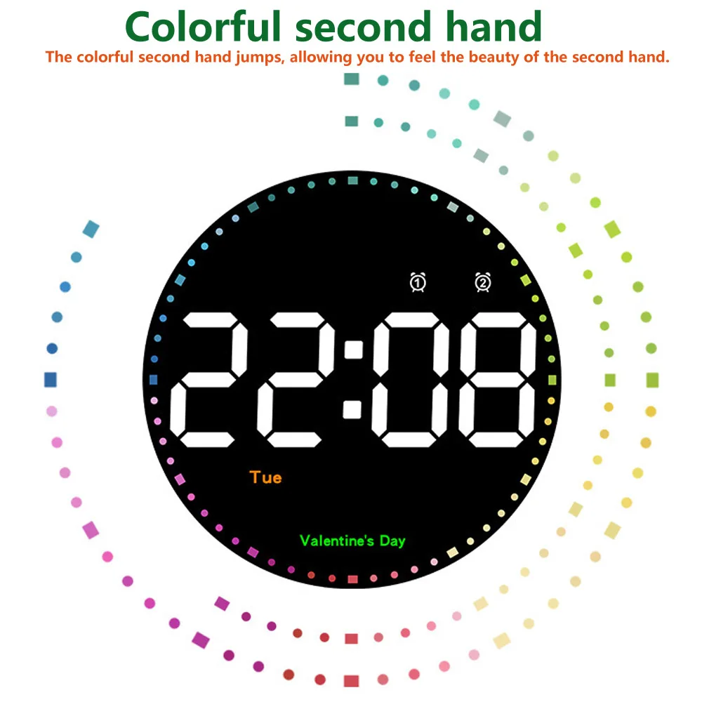 Digital Electronic Clock perpetual calendar Silent Non-ticking wall clock 3D LED Minimalist Wall Hung Clock for Study Bedroom Li