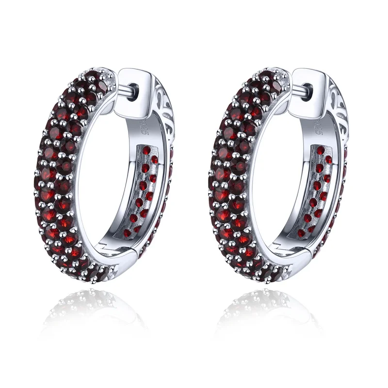 

Real 5.2 Carats Earring Silver 925 Original Natural Garnet Clip Earrings Gemstone Birthstone Garnet Earrings for Women