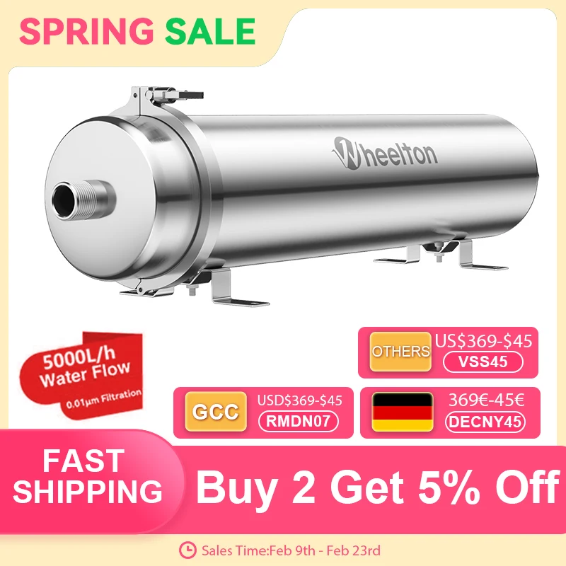 

Ультрафильтрационный фильтр 5000 л/ч, бытовая система фильтров для воды для всего дома, 0,01 мкм, многоразовый фильтр для воды от осадка, фильтр отложений