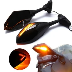 Racing Rearview Mirrors With Turn Signals LED For Yamaha YZF R15 R25 R3 R1 R6 YZF600 YZF1000