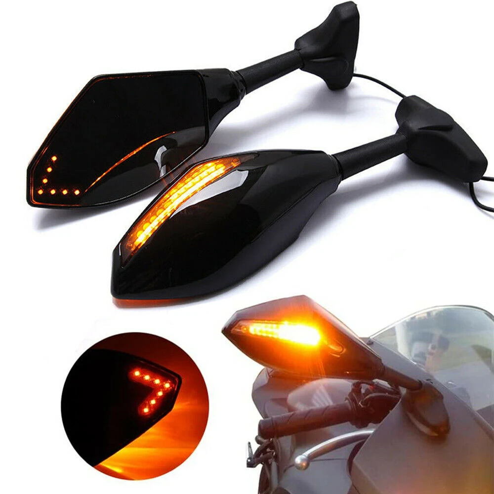 Racing Rearview Mirrors With Turn Signals LED For Yamaha YZF R15 R25 R3 R1 R6 YZF600 YZF1000 