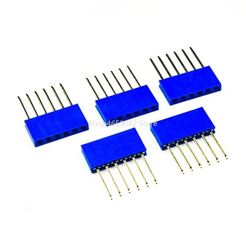 10Pcs 4P/6P/8P/10 Pins Female Tall Stackable Header Connector Socket 11mm for Arduino Shield 4-Color Black/Red/Blue/Yellow