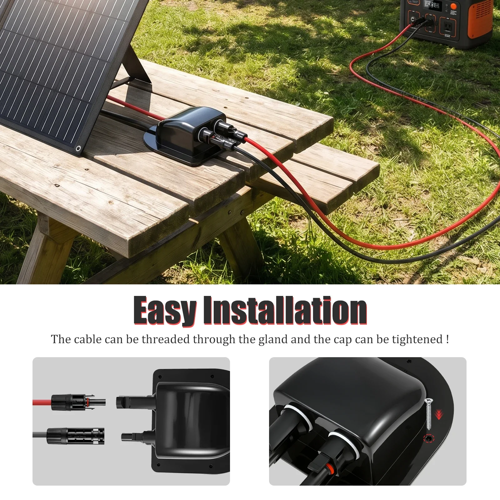 Solar Car Junction Box Solar Extension Wire Cable PV Wire Entry Gland Box Roof Wire For RV Caravan Boat Yacht Auto Accessories - view 3