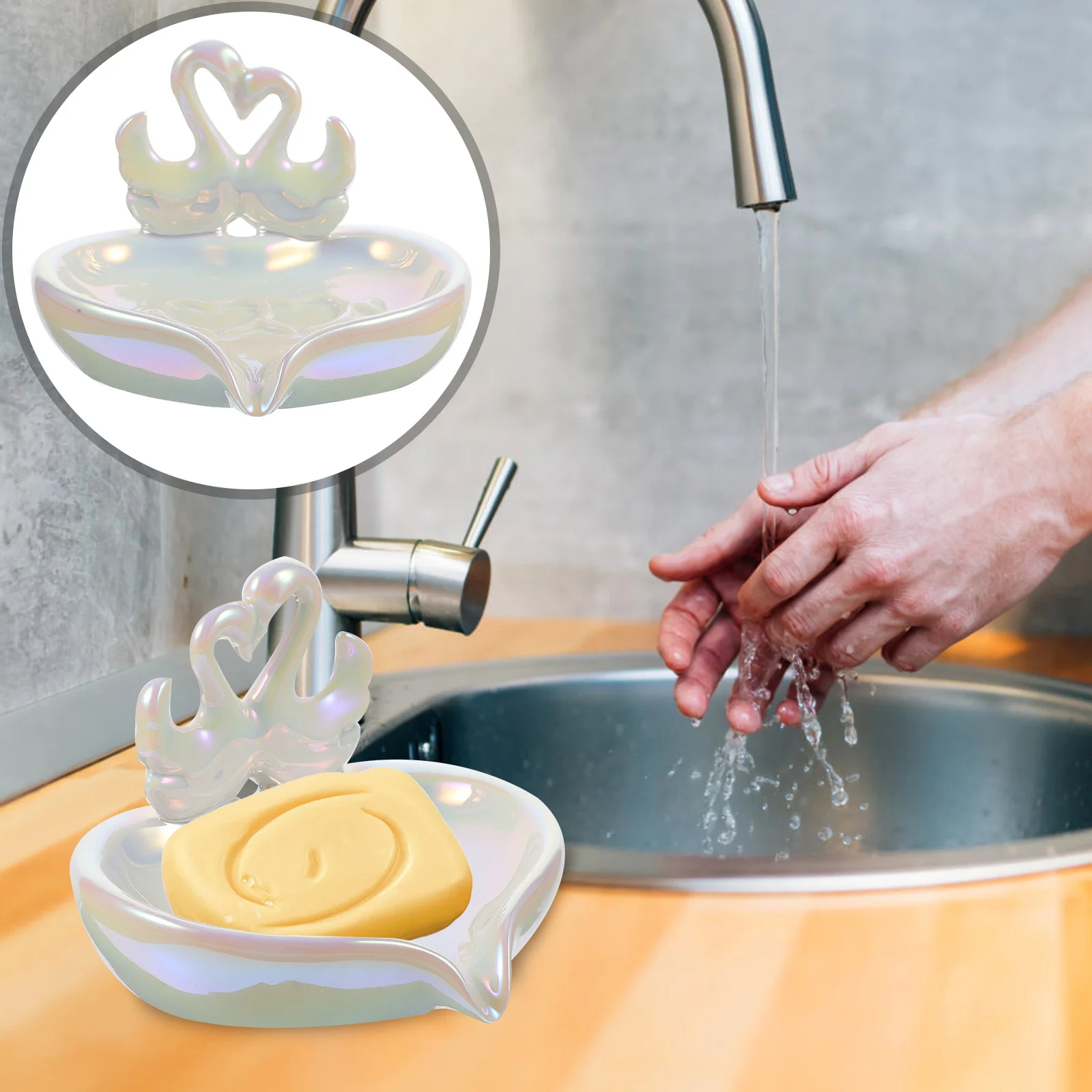 حامل صحن الصابون السيراميكي ذاتي التصريف لحوض الاستحمام كونترتوب القرط تخزين صينية الصابون منظم الحمام #4