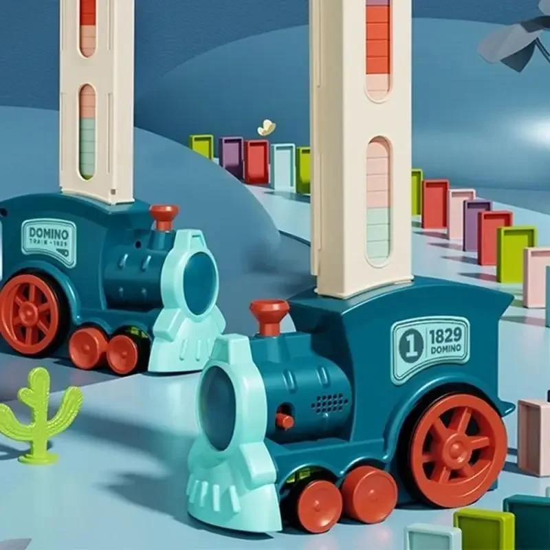 Domino Trein voor Kind Automatische Elektrische Auto Leggen Kleurrijke Domino Set Educatief Speelgoed Blokken Verjaardagscadeaus Jongen Meisjes Kind