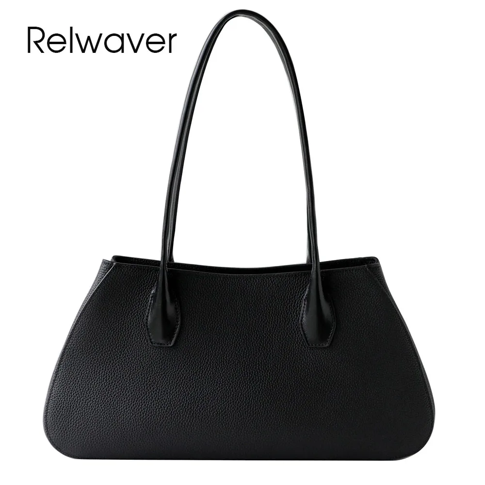 Relwaver 여성 겨드랑이 가방 천연 가죽 토트백 여성 핸드백 2026 봄 다용도 출퇴근용 여성 핸드백