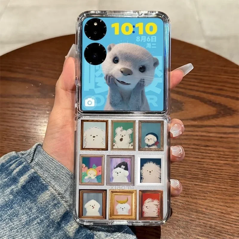 Fundas Oil Painting Dog Phone Case For Samsung Galaxy Z Flip 7 6 ZFlip5 5G Transaprent Clear Covers For Samsung ZFlip4 Z Flip 3 - náhled 5