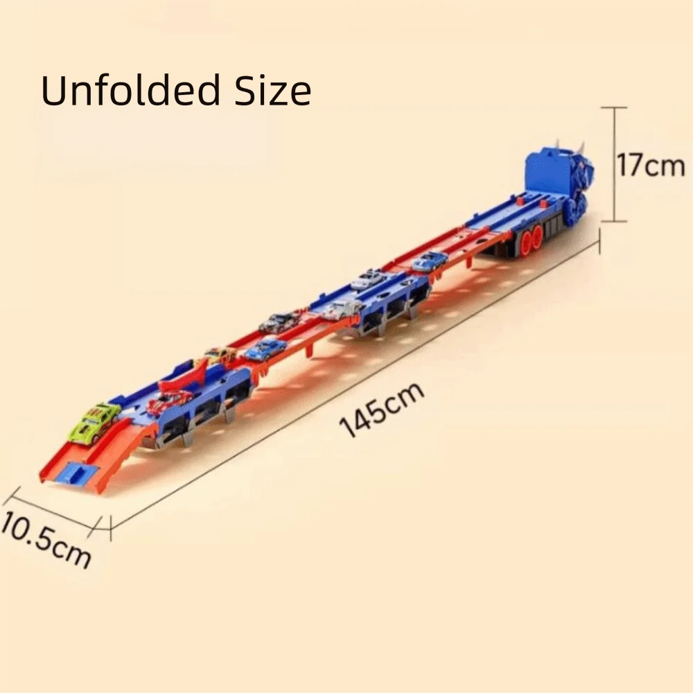 Opvouwbare baan Dinosaurus opvouwbare vrachtwagen Metalen miniauto's Gegoten raceauto's Dinosaurus racebaan transformerend