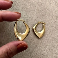 Huitan Geometric Metal Hoop Earrings for Women Gold Color/Silver Color Fashion Lady's Ear Earrings Daily Wear Versatile Jewelry - Image 5