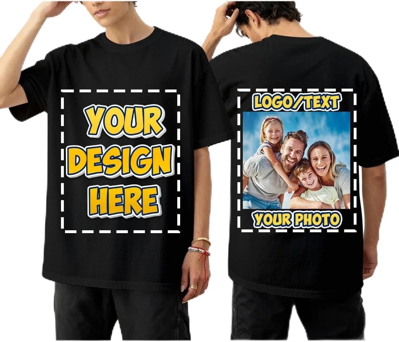Custom 8pcs Cotton T-Shirt Personalized Photo Logo Text Front Back Print Tees Short Sleeve Cotton Tee