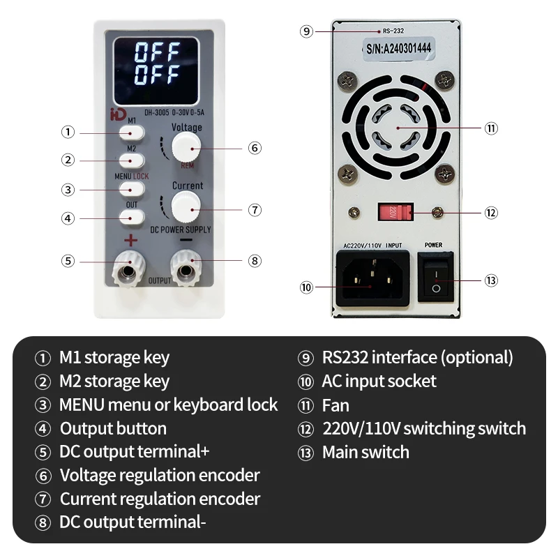 DC stabilized power supply, high-precision mobile phone maintenance power supply, adjustable DC power supply